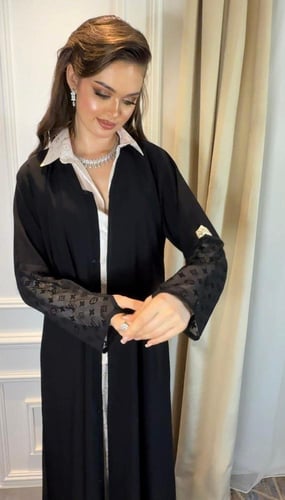 عبايه لويس شبكي الاكمام