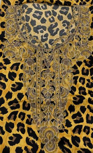 Embroidered openwork embroidery with her headscarf