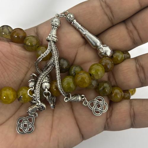 سبحة العقيق البرازيلي شبيه الكهرمان