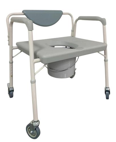 كرسي حمام مع كفرات و مسند للظهر حديد صلب لون ابيض...