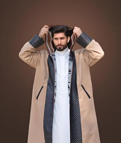 فروة رجالي تلتبس وجهين بيج - اسود