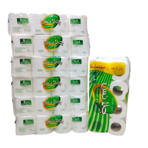 جلانس مناديل تواليت رول فائق النعومة عدد 6 رول +2...