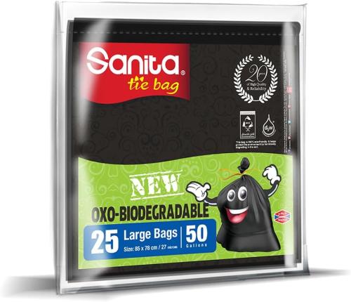 سانيتا أبو ربطة أكياس النفاية القابلة للتحلل، 50 غ...