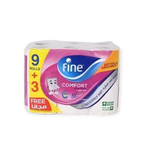 فاين مناديل تواليت مكونة من 9 رول + 3 مجانا لون اب...