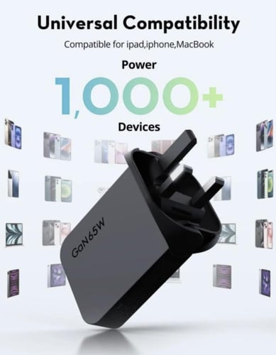 راف باور - فيش جداري نحيف بقوة 65 واط بمنفذين تايب...