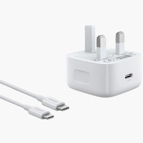 شاحن يوجرين GaN USB-C سريع 20 واط مع كيبل 1متر