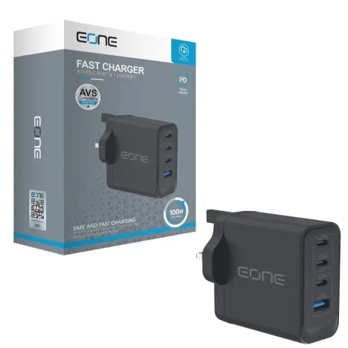 شاحن حائط EONE بقدرة 100 واط – 4 منافذ مع Smart Power