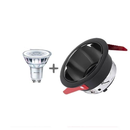 Spotlight anti-glare aluminum black easy installat...