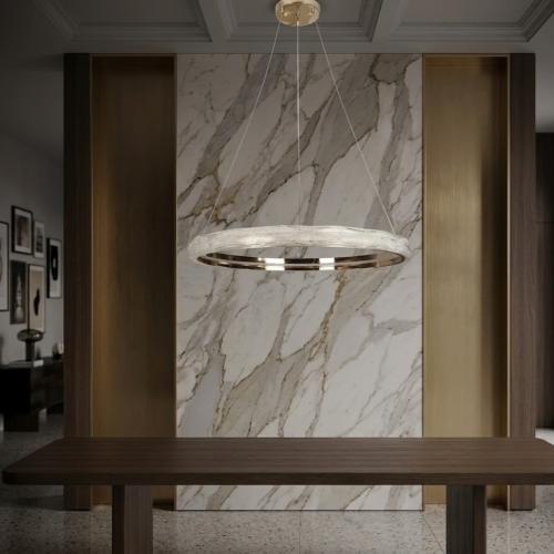 Modern round golden outlet, lighting color, 3 ligh...