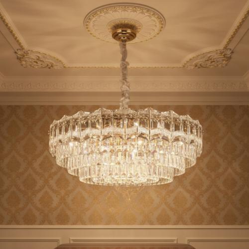 نجف سقف مودرن مقاس 55سم ذهبي مع كريستال شفاف