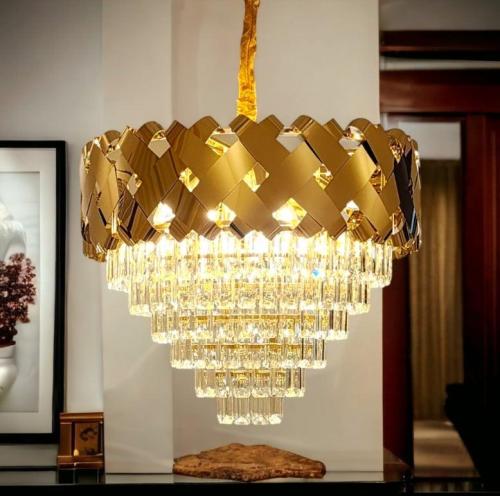 ثريا كريستال ستيل ذهبي قطر 60 سم