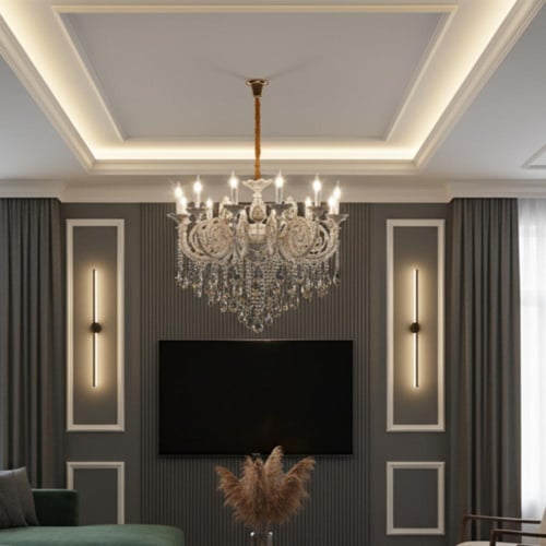 نجف نحاس ابيض 8 لمبه