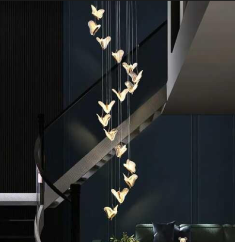 ثريات قبب 28 لمبة مودرن ذهبي نزول 3 متر مقاس القاع...