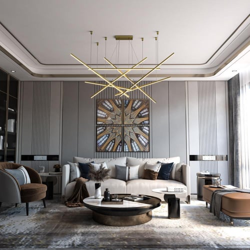 ثريا معلقة LED لون ذهبي عشوائي 7 أذرعN