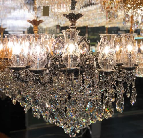 نجف نحاس 12 لمبه فضي