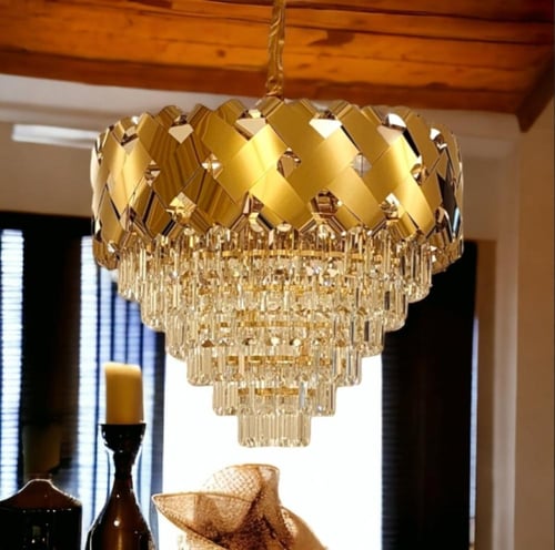 ثريا كريستال ستيل ذهبي قطر 60 سم