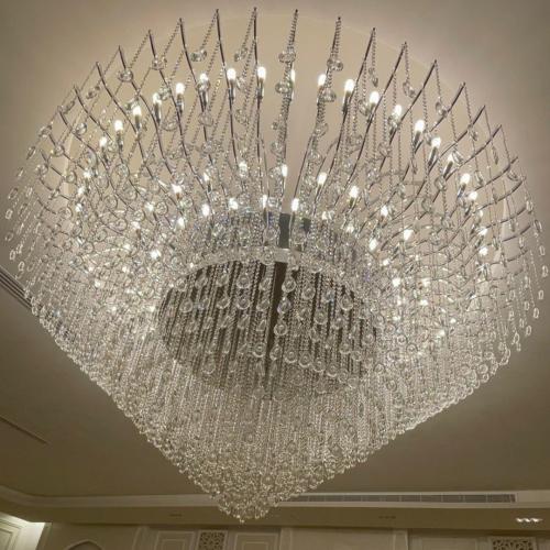 نجف 49 لمبه كرستال فضي E14 قطر 150سم (متر ونص )