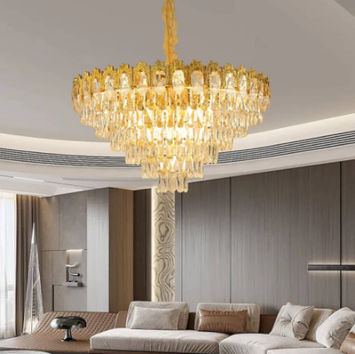نجف مودرن مقاس 80 سم غطاء لون ذهبي E14*16L