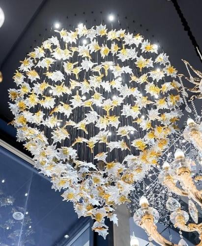 ثريا اوراق دائري طول وعرض 120سم لون عسلي مع شفاف