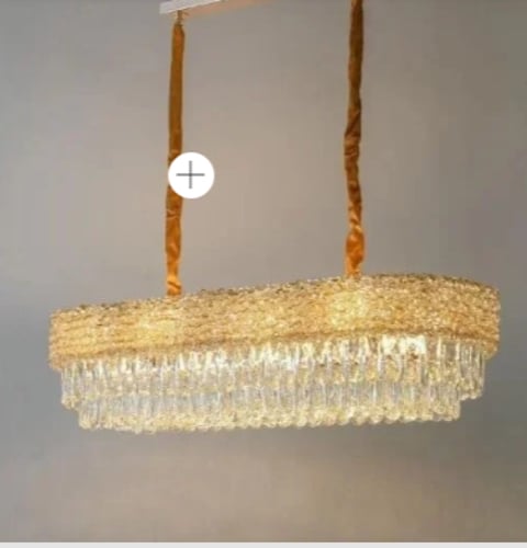 ثريا مستطيله كريستال 2 متر مستطيل ذهبي