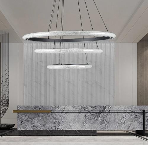 نجف مودرن ثلاثه ادوار اسود مع لون الانارة 3اضاءات...