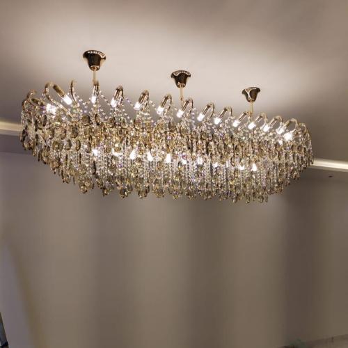 نجف كرستال مستطيل ابل طول 200سم ( مترين ) ذهبي