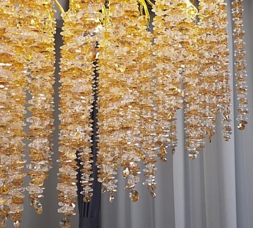 نجف الهبة مودرن مستطيل طول 120سم ذهبي مع شفاف مع ع...