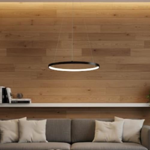 Modern black chandelier, yellow lighting color, 15 watts, 40 cm size