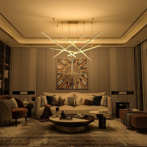 ثريا معلقة LED لون ذهبي عشوائي 7 أذرعN
