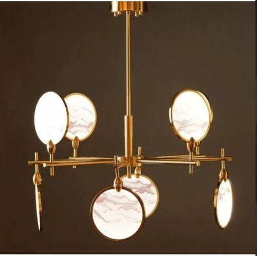 ثريا نجف 8 لمبة مودرن ذهبي 3 اضاءات LED ليد مع ريم...