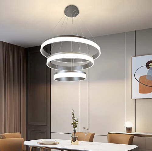 علاقي مودرن 3حلقات رمادي لون الانارة 3اضاءات 135 و...