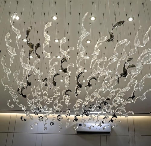 ثريا اوراق مستطيل طول 160سم وعرض 120سم ورق اسود وش...