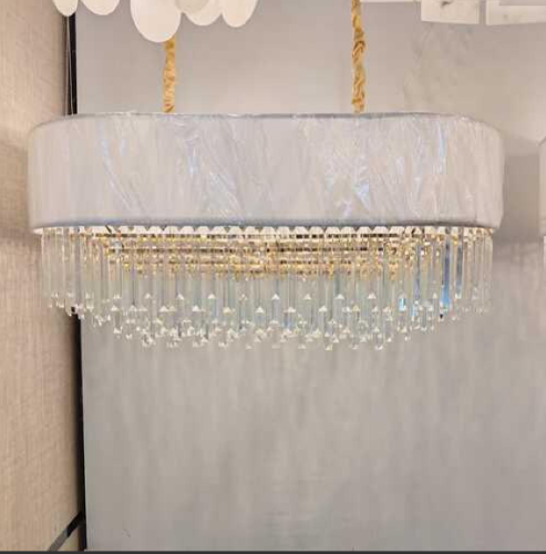 نجف سقف مودرن مستطيل مقاس 100سم ذهبي مع كريستال شف...