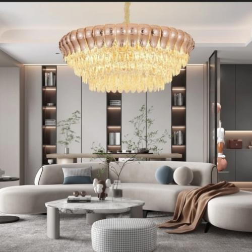 ثريات سقف مقاس 80 سم مودرن كريستال ذهبي ستايل اورو...