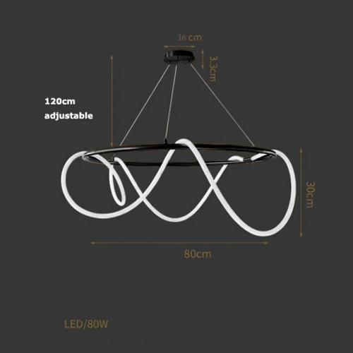 نجفة اشرطة ليد دائرية اسود 80 سم A
