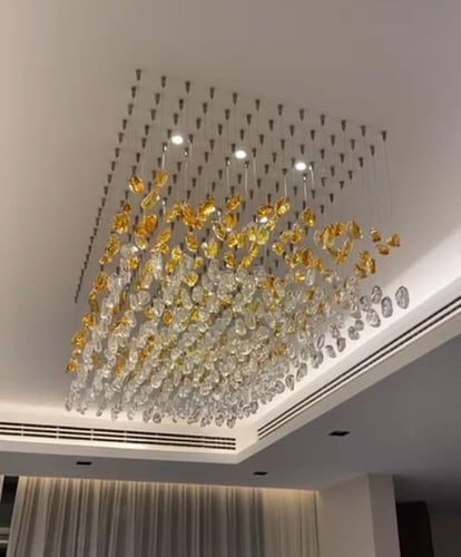 ثريا احجار مستطيل طول متر ونص وعرض 80 سم شفاف وعسل...