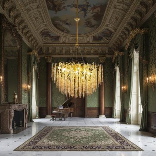 نجف مودرن دائري ذهبي مع شفاف مع عسلي E14*13 لمبة م...