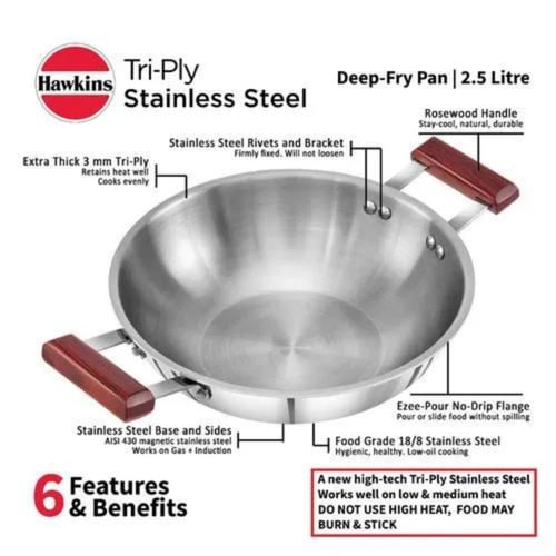 مقلاة عميقة ثلاثية الطبقات من هاوكينز 18/8 من الفو...