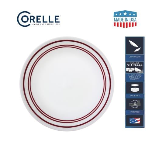 كورللي طبق عشاء كافيه أحمر مقاس 26 سم مصنوع من أفض...