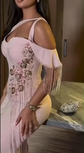 فستان سهرة باربي تطريز يدوي خرز سلاسل