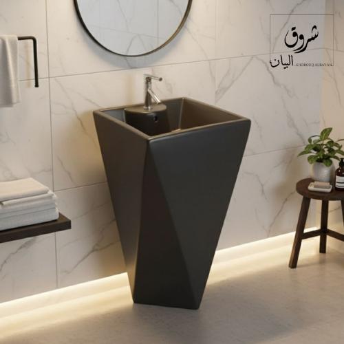 مغسلة برميليه مضلع -STANDING BASIN - أبيض , أسود