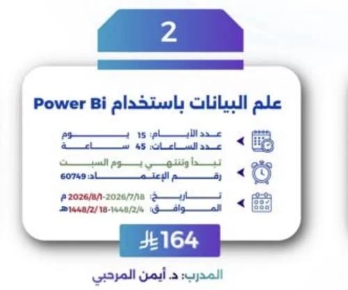 علم البيانات باستخدام Power Bi تبدأ وتنتهي يوم الس...