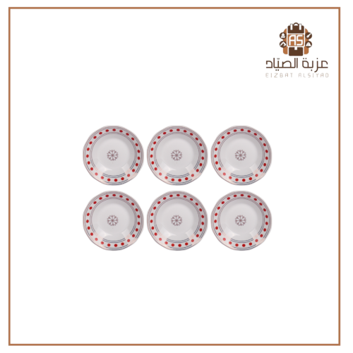 صحن بيالات 6 حبة نقش احمر