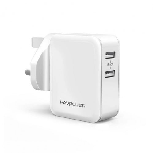 شاحن جداري من راف باور منفذين بقوة 24 واط ابيض