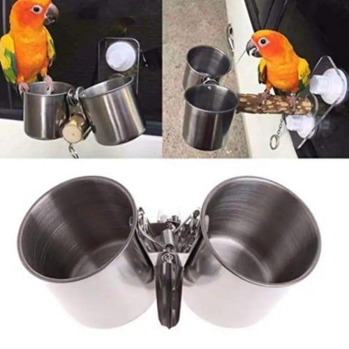 كوب مغذي للببغاء مع مشبك