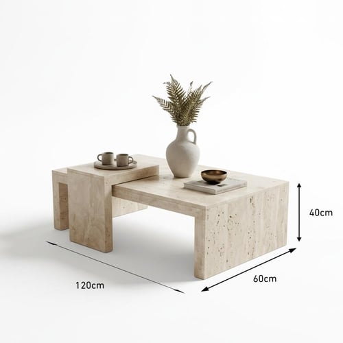 طاولة قهوة رخام ترافنتينو