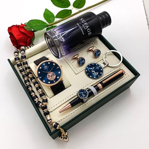 بوكس للرجال طقم ساعه رجالي بالاسم