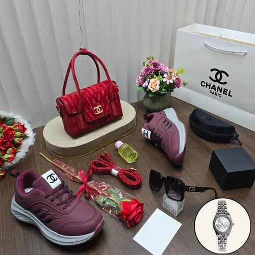 بوكس شانيل للعيد نسائي شنطه وشوز سبورت