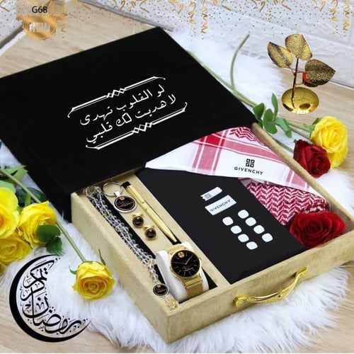 بوكس هدية رجالي ساعه وقماش وشماغ جفنشي