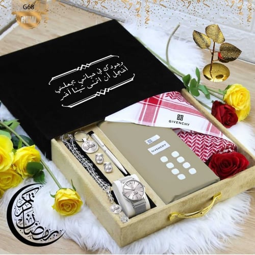 بوكس هدية رجالي ساعه وقماش وشماغ جفنشي